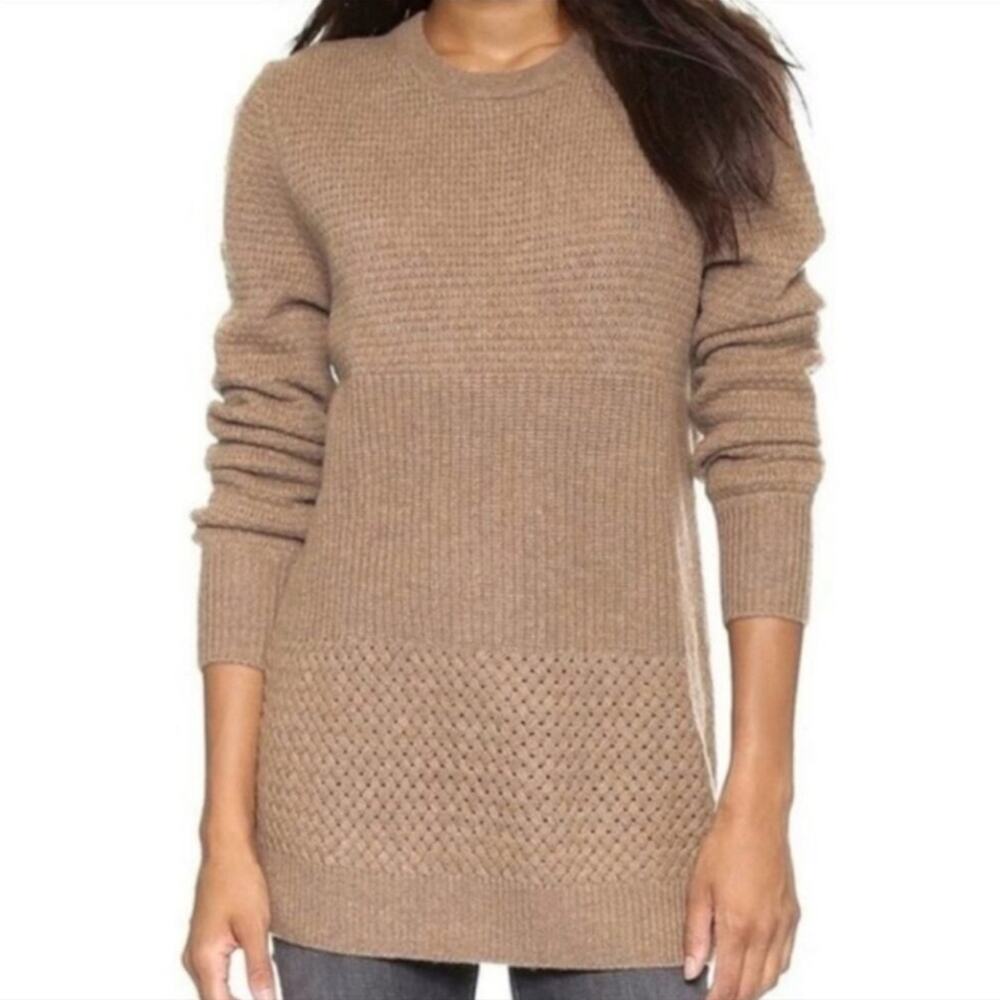 EQUIPMENT Rei Cashmere Wool Crewneck Sweater In Tan Brown Quiet Luxury Size XS